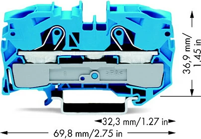 Klemë kaluese 2-polare WAGO 2016-1204, 16 mm², blu