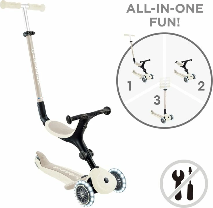 Trotinetë me ulëse ride-on Globber GO•UP ACTIVE LIGHTS ECOLOGIC 745-566, 3-në-1