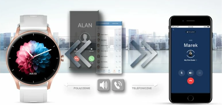 Smartwatch Gravity për femra, rose gold-white