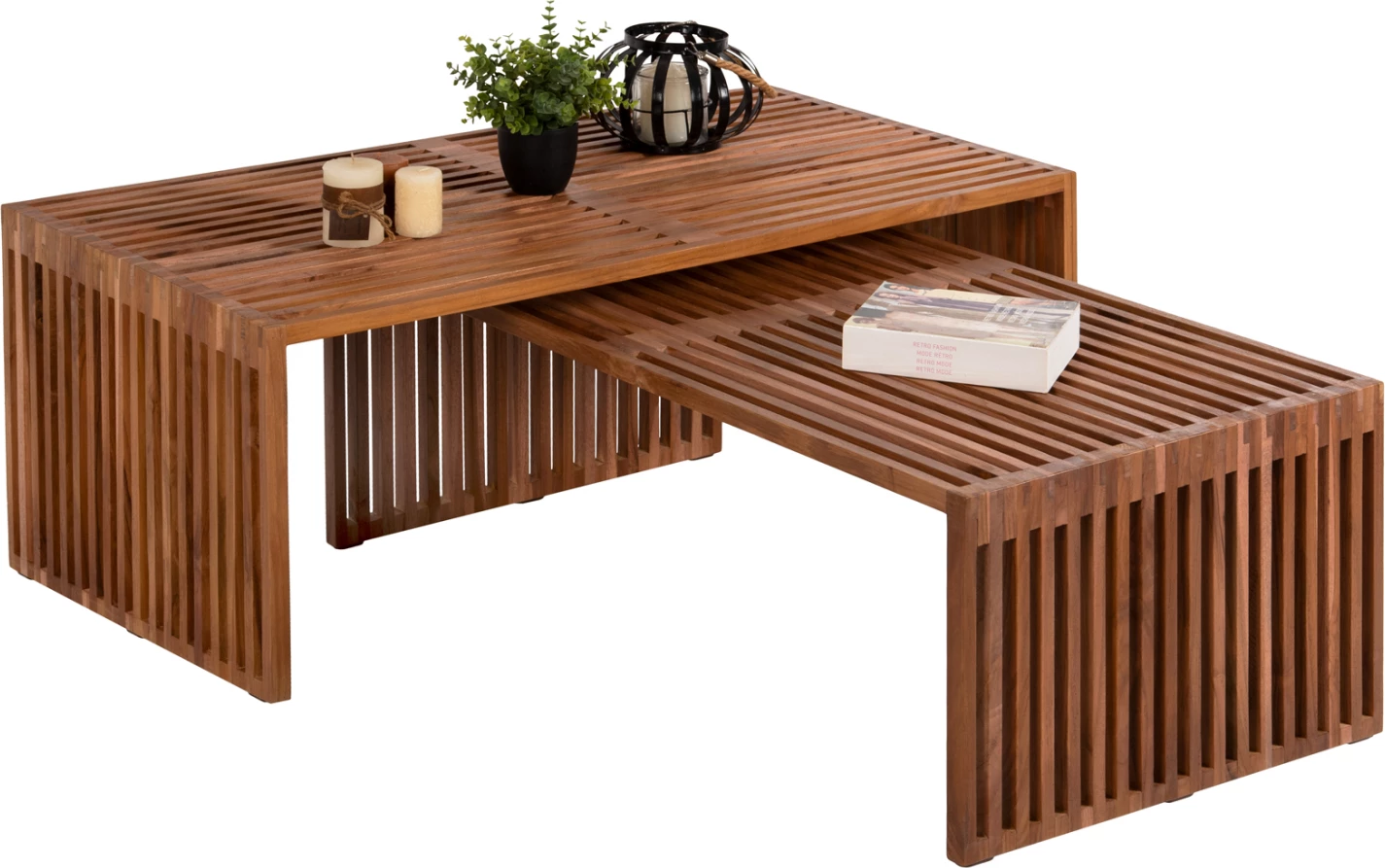 Set tavolinash kafeje NYA FH9548 dru tik ngjyrë natyrale 116x60x46.5H cm