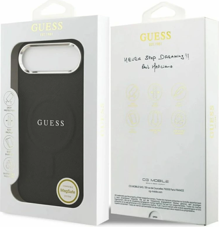Kapak telefoni Guess Classic Logo MagSafe për iPhone Air, i zi