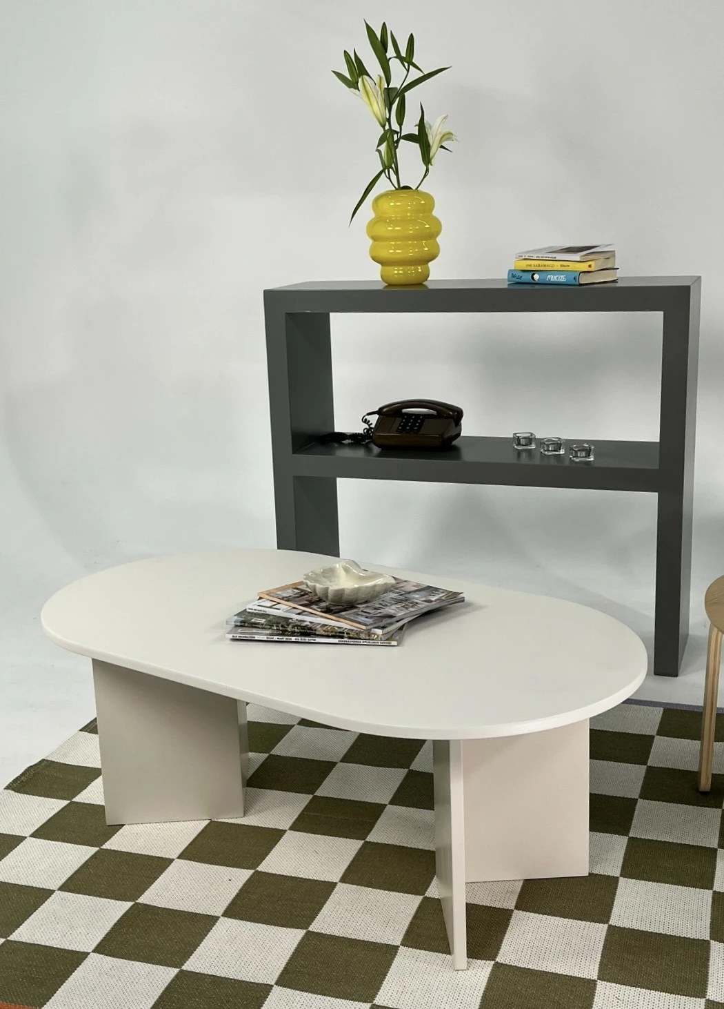 Tavolinë kafeje Skye Decor, Leo e madhe, ngjyrë krem