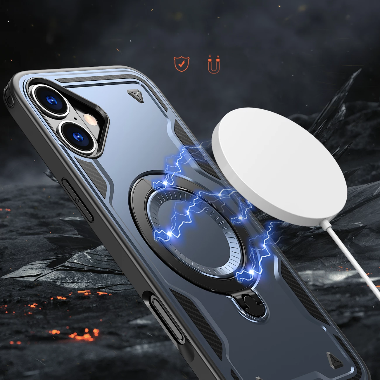 Mbështjellës Hurtel Hybrid Armor Trendy me MagSafe për iPhone 16, Blu