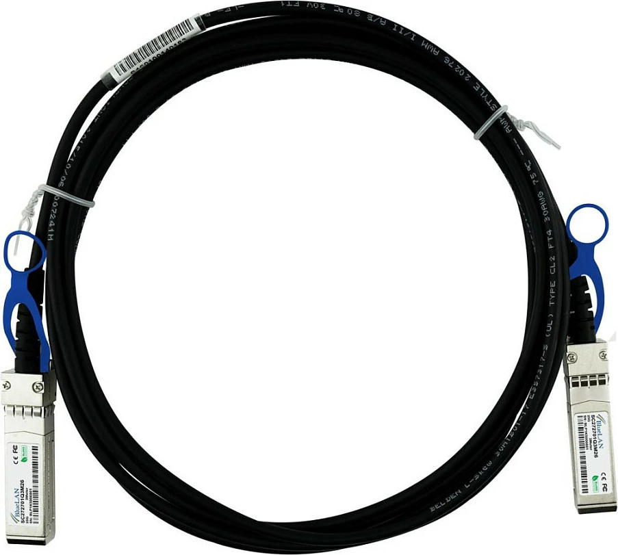 Kabllo DAC SFP28 BlueOptics DAC-SFP-25G-3M, 25Gbps, 3m, e zezë