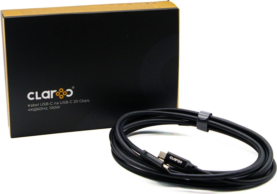 Kabllo USB-C Claroc, 3 m, 4K@60Hz, 100W PD, 20 Gbps, e zezë