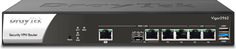 Ruter DrayTek Vigor 2962, Dual-WAN 2.5GbE, Firewall VPN, rackmount, zi/bardhë