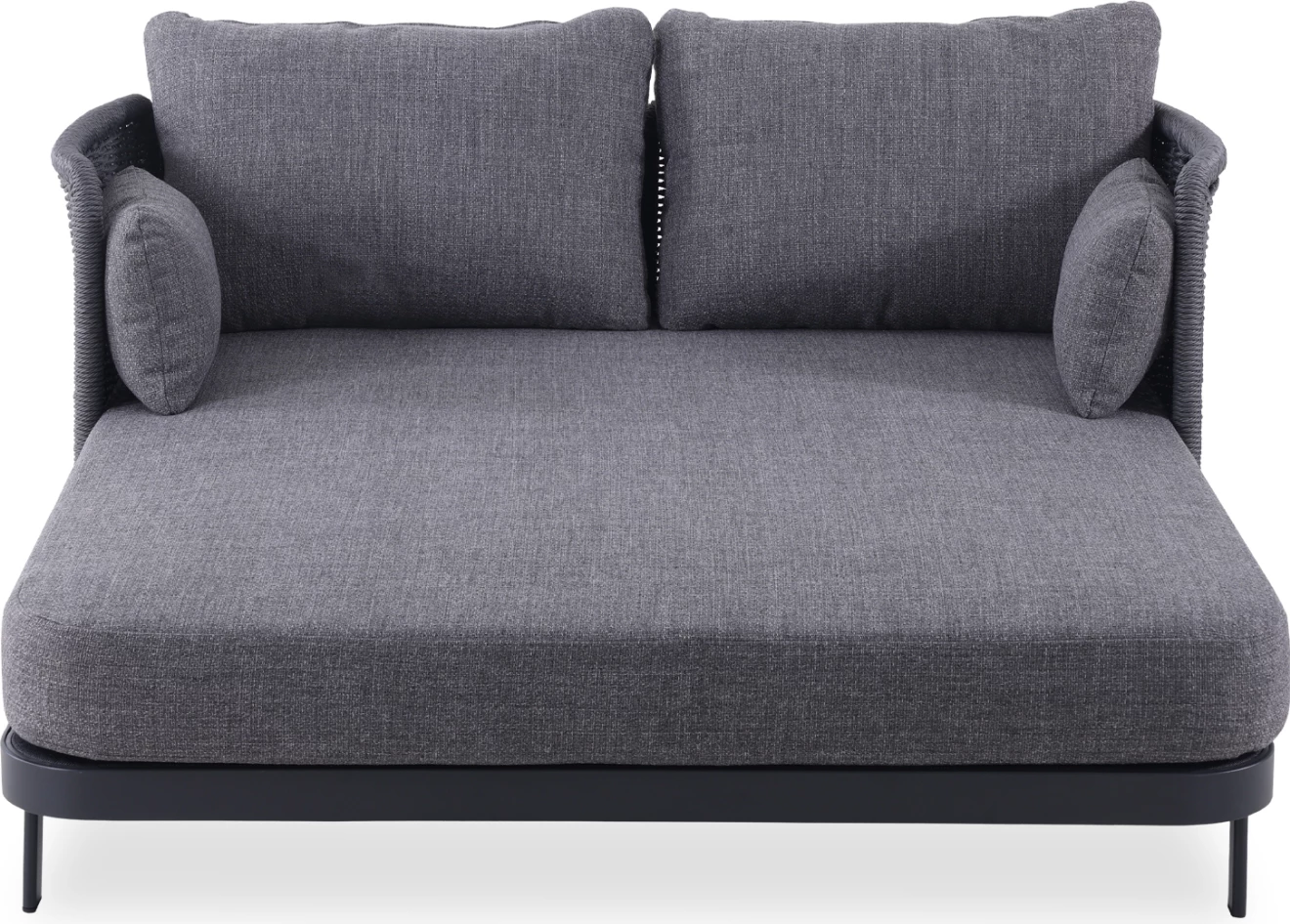 Daybed dy-vendësh DESTINY, alumin & p.e. wicker, ngjyrë qymyr, CD6408.02, 202x170x73.5cm