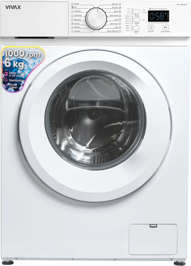 Makinë larëse VIVAX HOM WFL-100616CDS, 6KG, e bardhë