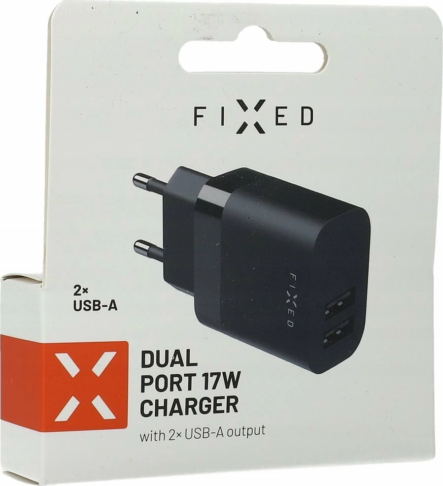Karikues udhëtimi Fixed FIXC17N-2U-BK 17W 2x USB-A, i zi