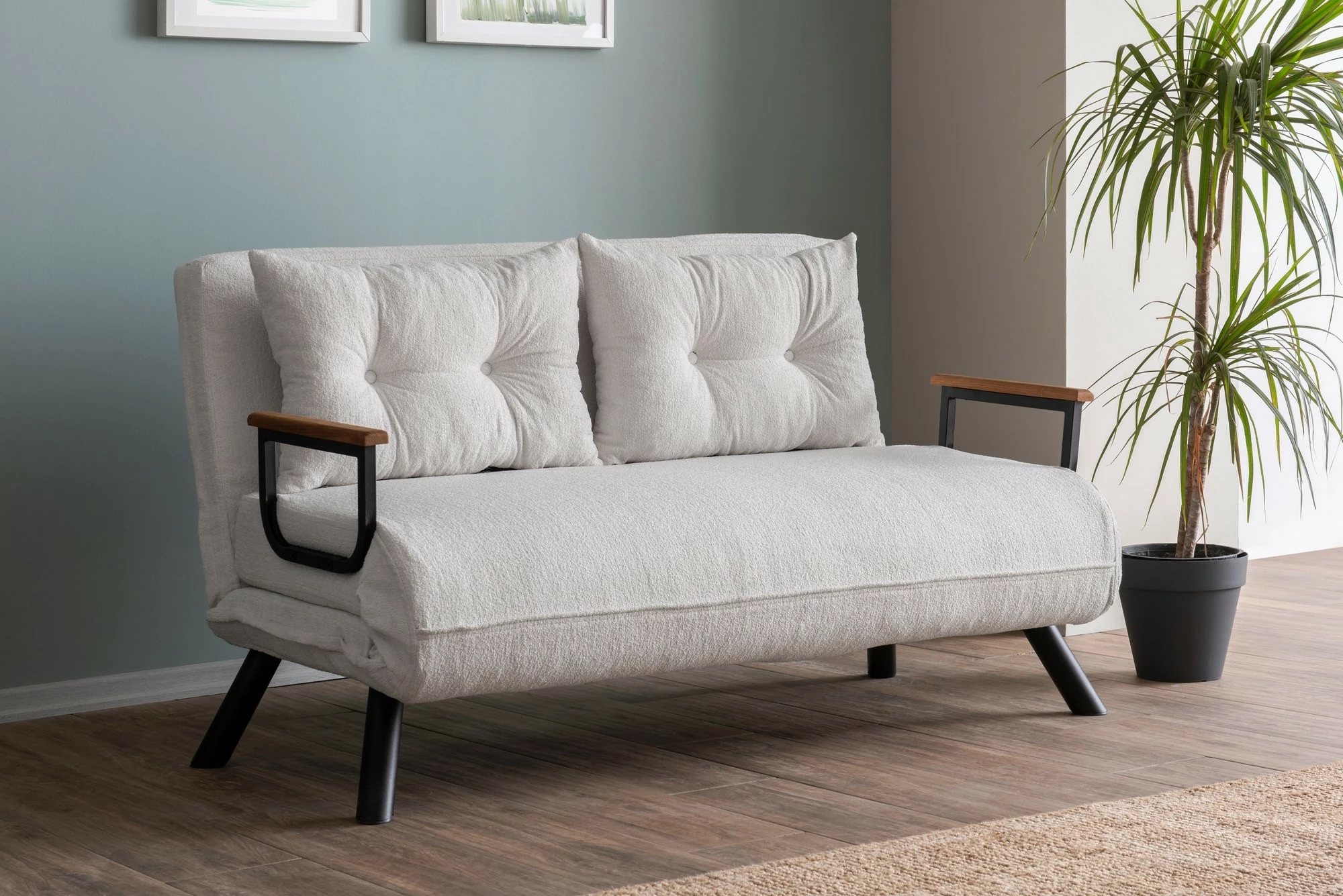 Divan-krevat dy ulës, Atelier del Sofa, Sando, teddy, i bardhë