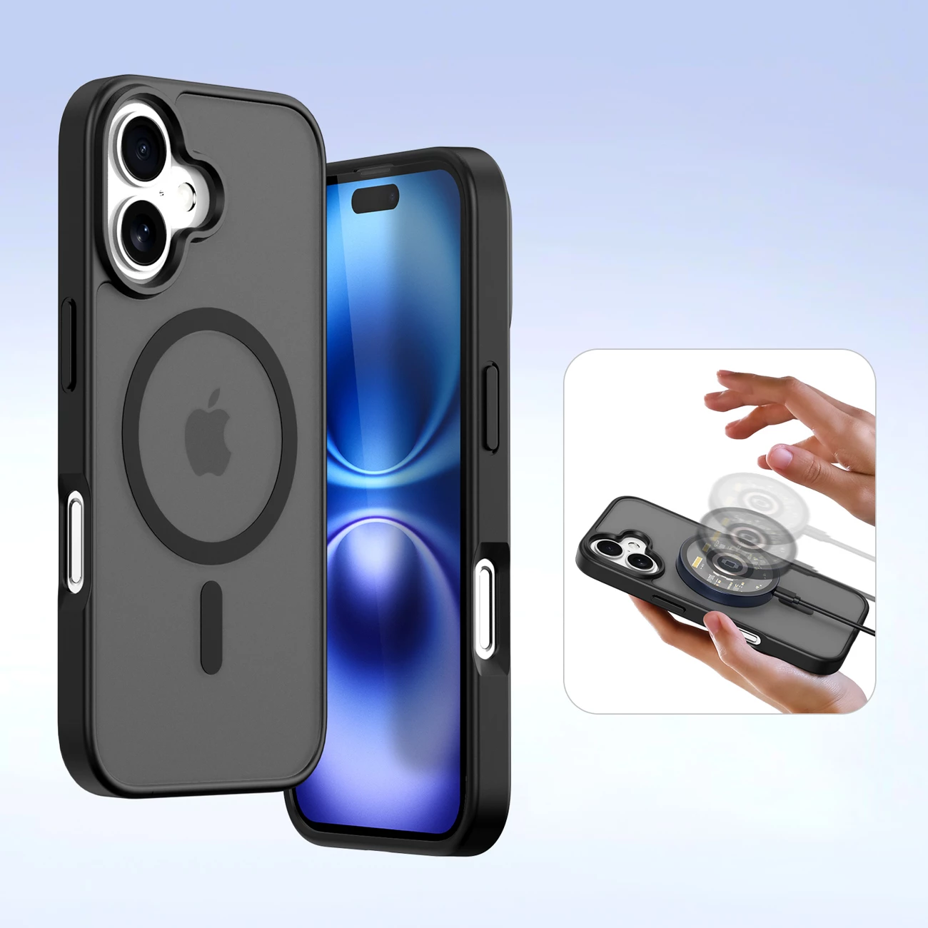 Mbështjellës Dux Ducis Lawa për iPhone 16, me portofol magnetik, lëkurë, e zezë