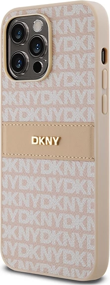Mbështjellës DKNY Mono Stripe & Metal Logo për iPhone 14 Pro, rozë