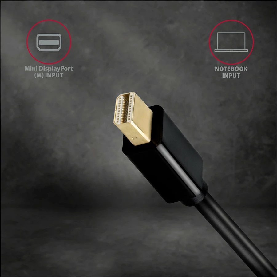 Adapter Mini DisplayPort në HDMI Axagon RVDM-HI14N, 4K 30Hz, 15cm, i zi