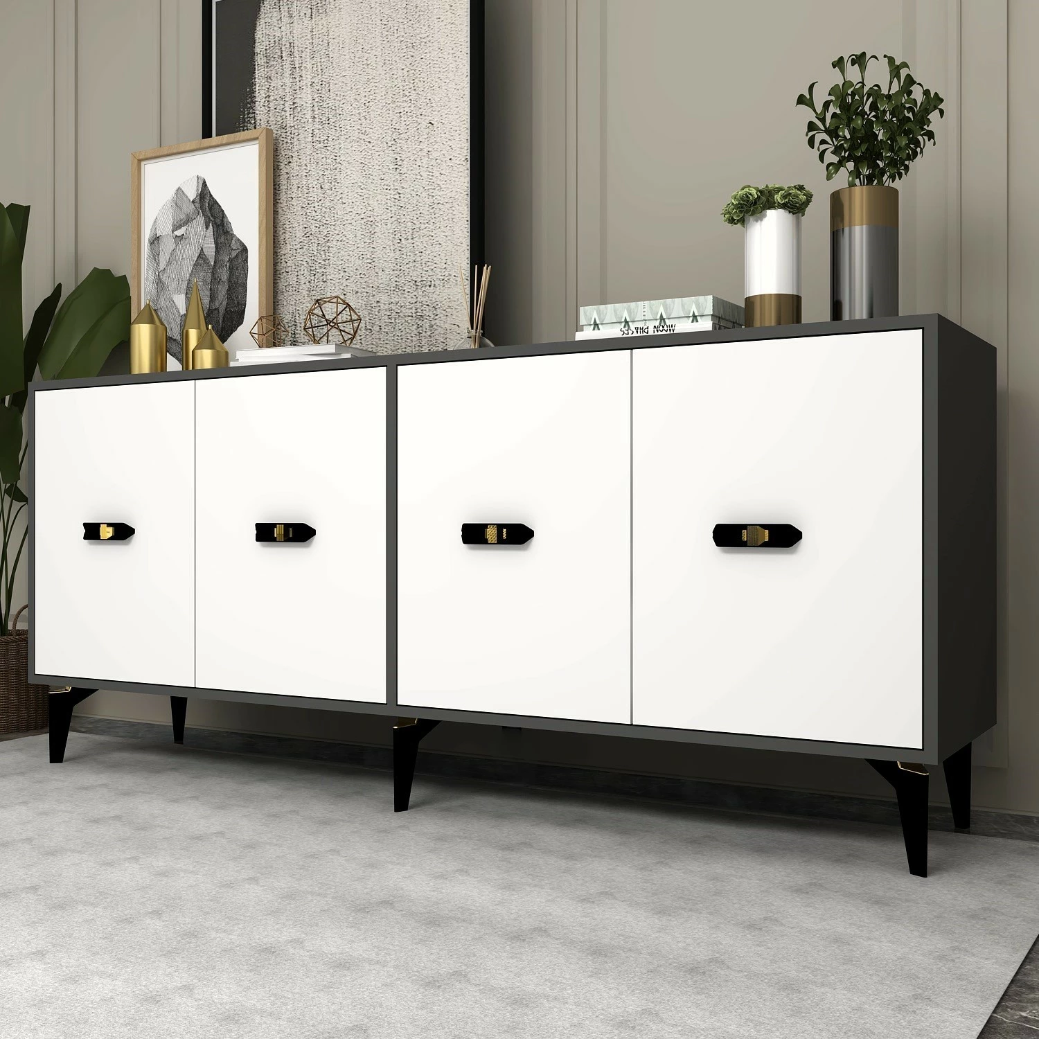 Konsol Skye Decor, anthracite, e bardhë