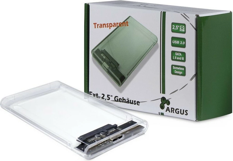 Kasë ekstern për HDD/SSD 2.5" Inter-Tech Argus GD-25000, USB 3.0, transparente