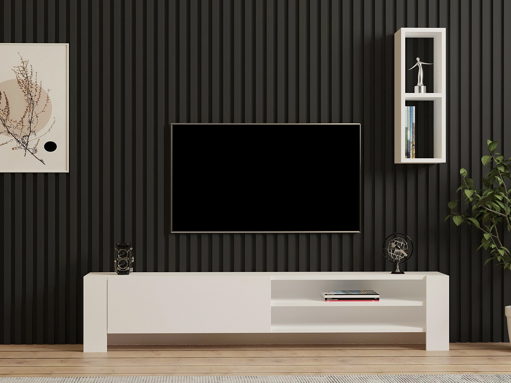Komodë TV Hanah Home, Naz, e bardhë