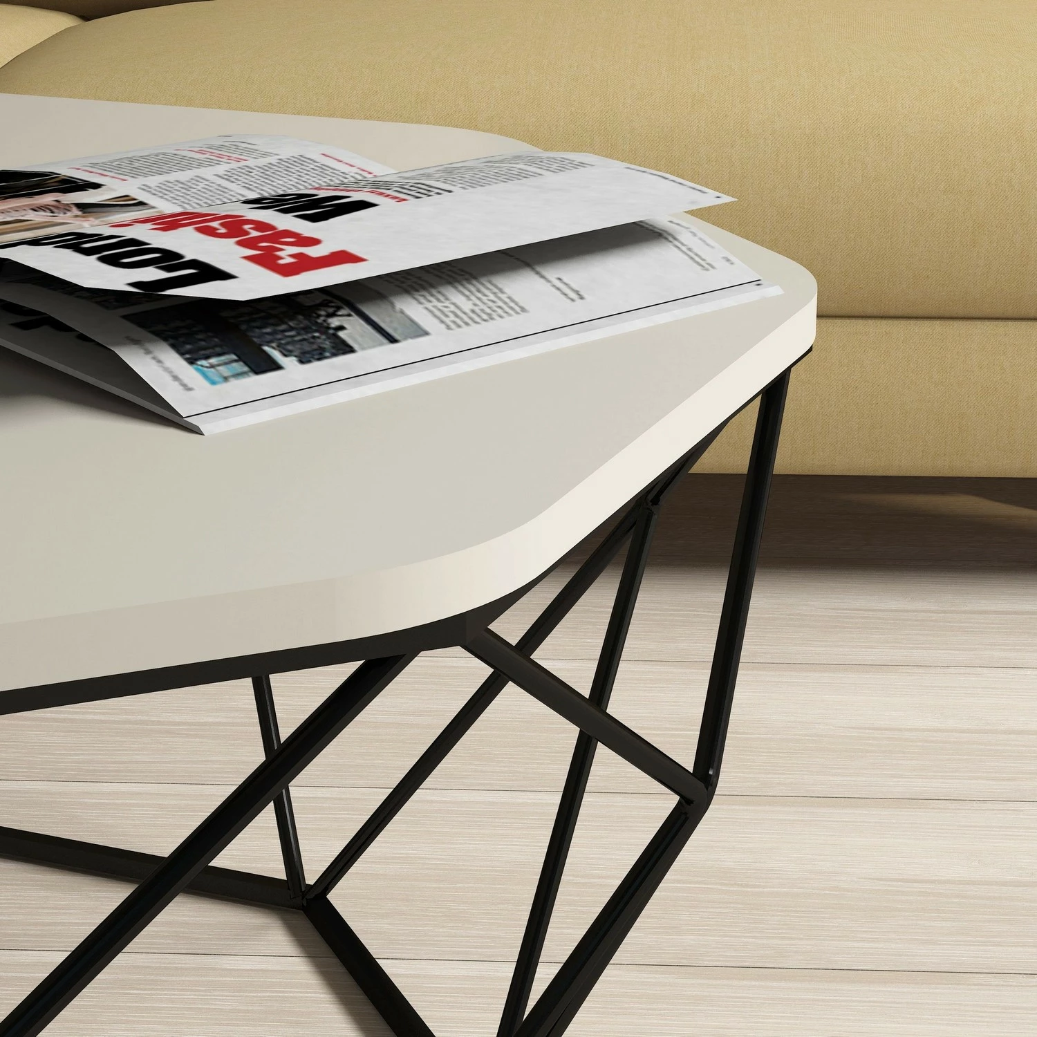 Tavolinë kafeje Skye Decor, model Diamond, ngjyrë krem