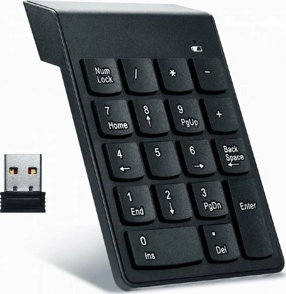 Tastierë numerike wireless Gembird KPD-W-02, Bluetooth, 18 taste, layout US, e zezë