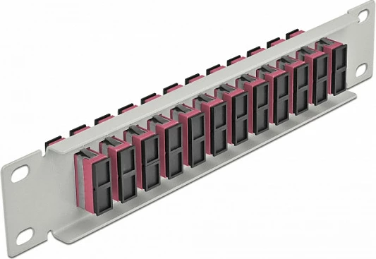 Patch panel fibër optike DeLOCK 10", 12 porta SC Duplex, 1U, gri/vjollcë
