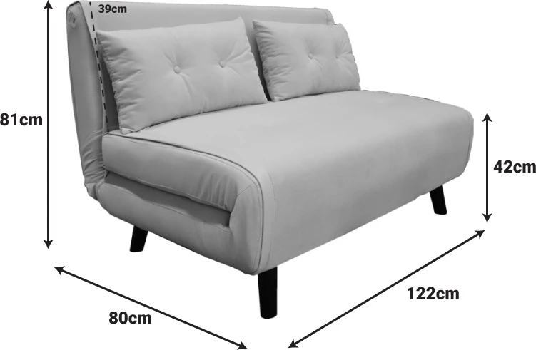 Divan-krevat dy vendësh, stof anthracite, 122x80x81cm