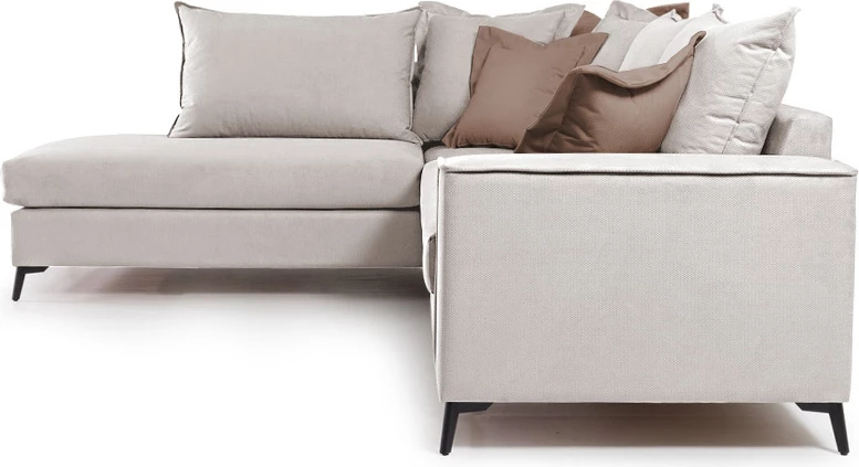 Divan qoshe Boston qoshe e djathtë, material krem-kafe, 290x235x95cm