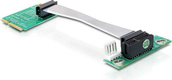 Adapter riser DeLOCK 41370, mini PCIe në PCIe x1, kabëll fleksibël 13 cm