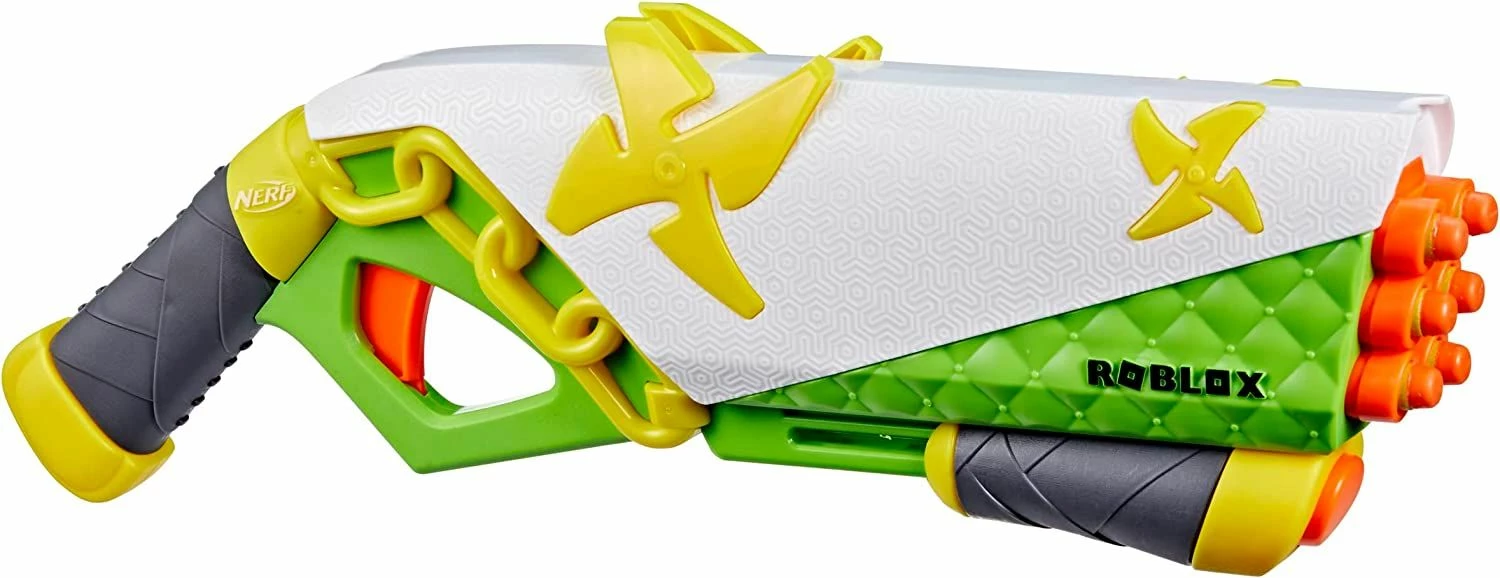 Blaster Nerf Roblox Ninja Legends Shadow Sensei, pompë, 6 shigjeta, set me 6 shigjeta shkumë, jeshile/bardhë
