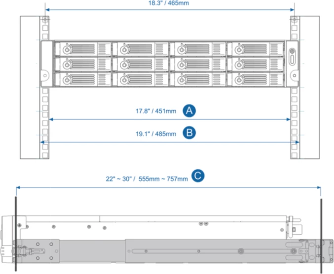 Komplet shina rack QNAP RAIL-B02, 19\", për NAS 2U