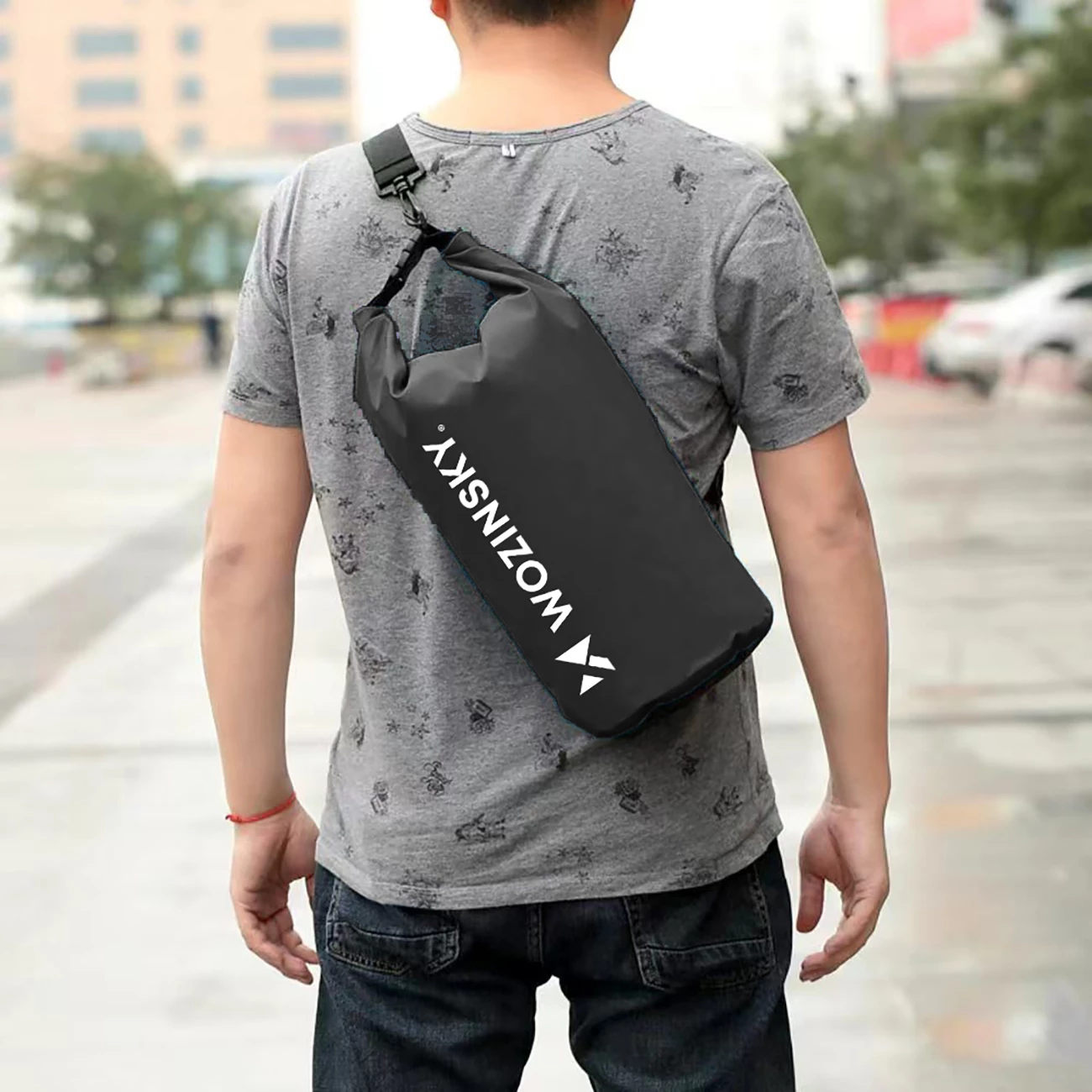 Çantë e papërshkueshme nga uji, Wozinsky WWK-30, 30 L, PVC Tarpaulin 500D, e zezë