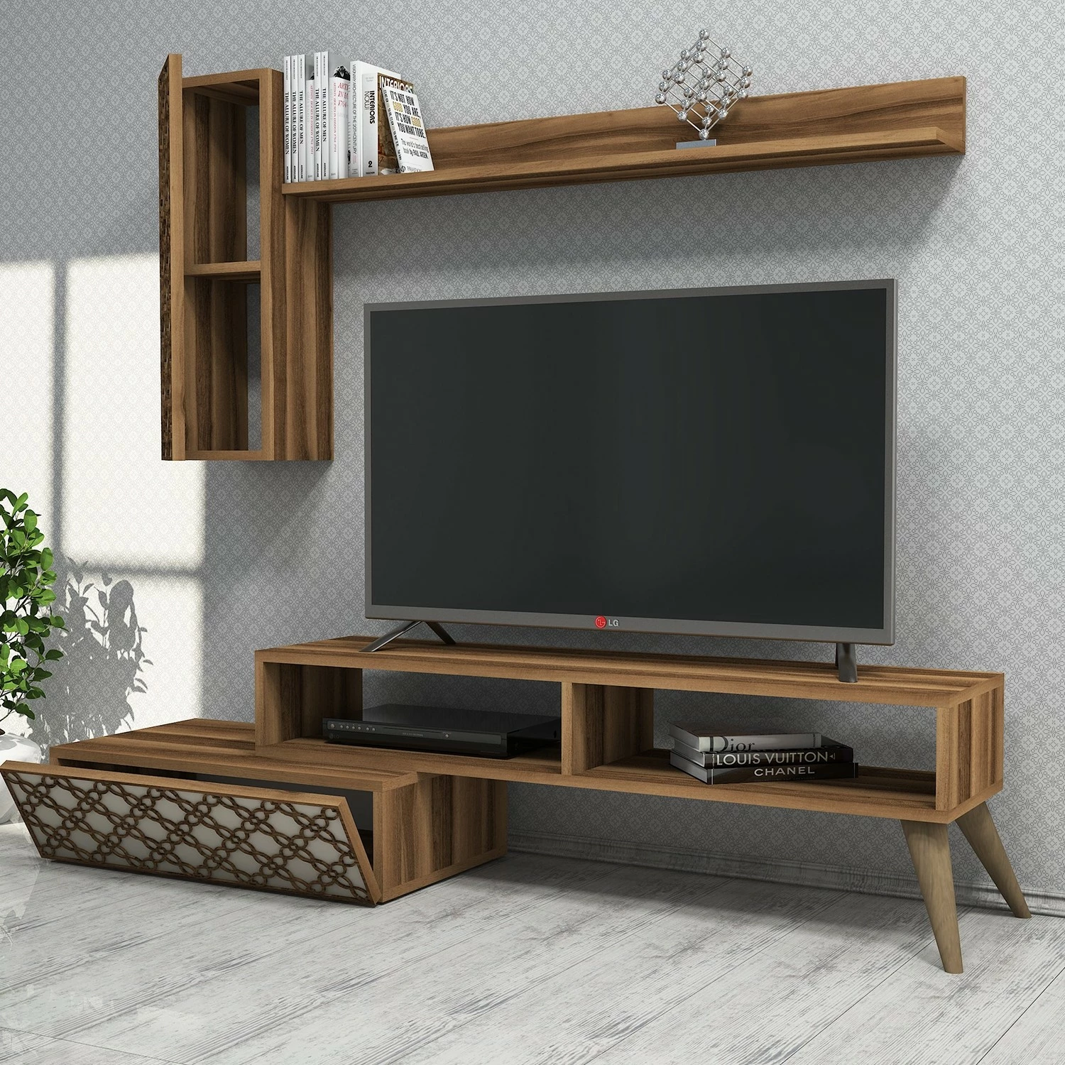 Komodë TV Hanah Home, ngjyrë arre dhe krem, Planet