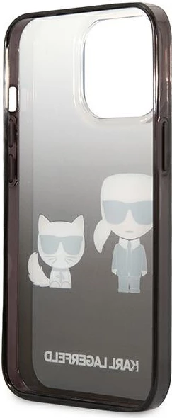 Mbështjellës Karl Lagerfeld KLHCP13LTGKCK për iPhone 13/13 Pro 6.1", Gradient Ikonik Karl & Choupette, i zi