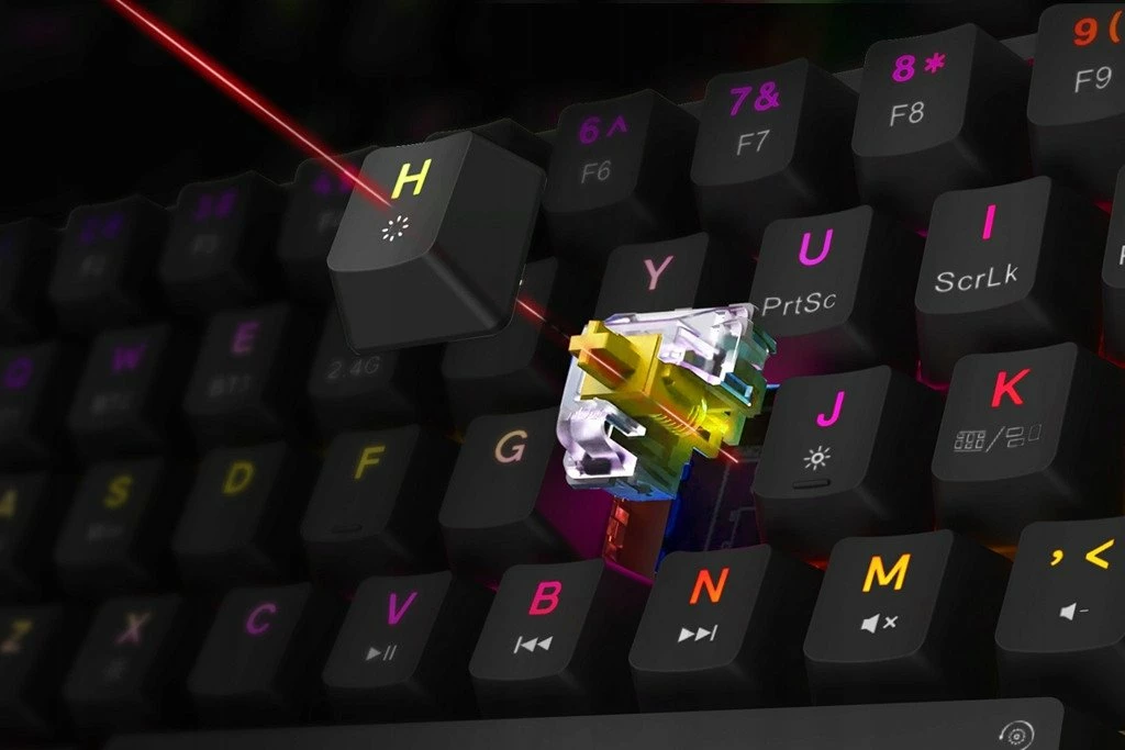 Tastierë mekanike Marvo Shogo 78W (KG956W) tri-mode 2.4G/Bluetooth/USB-C, 96%, RGB, Banana Crystal, e zezë