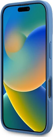 Mbështjellës Guess Leather 4G Triangle Strass për iPhone 16 Pro Max, MagSafe, Kaltër