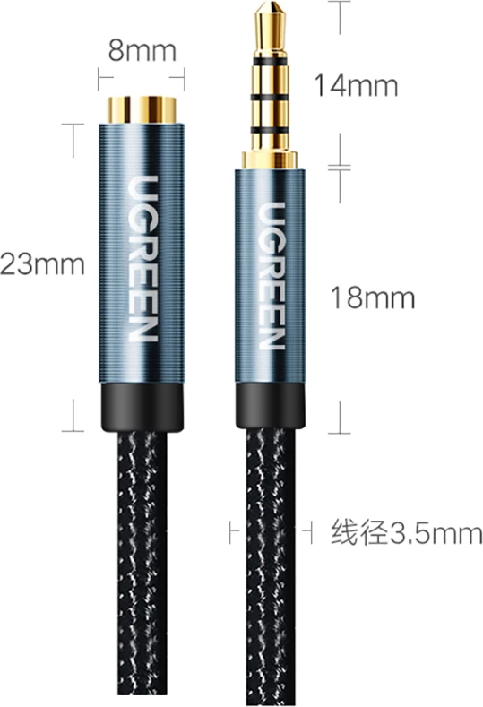 Kabllo zgjatues AUX Ugreen AV118, 1.5m, mini jack 3.5mm, Blu