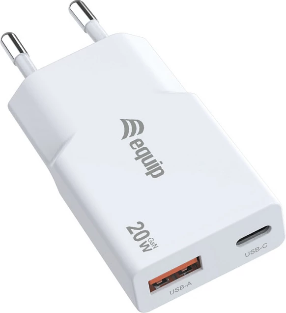 Karikues muror EQUIP 2Port USB-C PD3.0/USB-A GaN Slim 20W, i bardhë