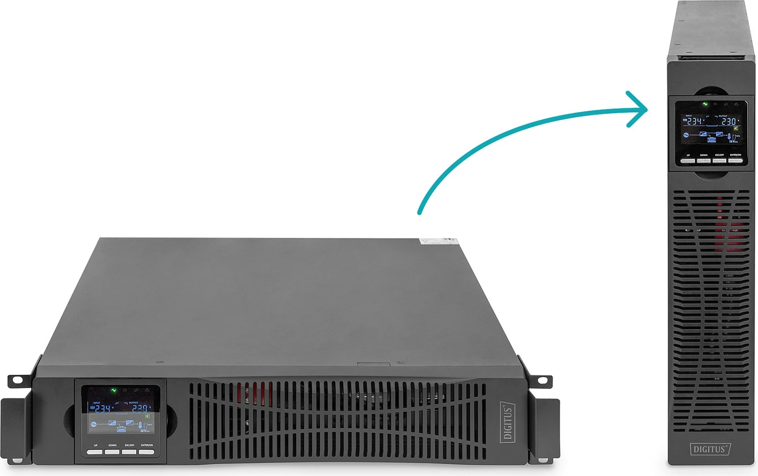 UPS Digitus OnLine 1500VA/1500W, double-conversion, Rack/Tower, 8x C13, e zezë