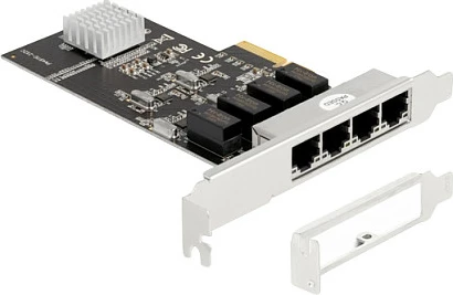 Kartelë rrjeti PCIe DeLOCK RTL8111, 4x Gigabit RJ45, PCIe 2.0, e argjendtë