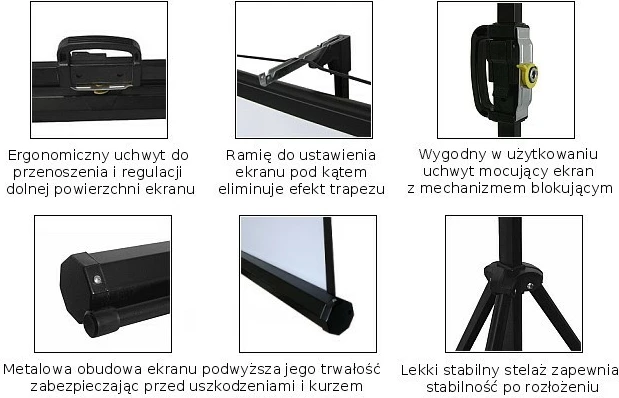 Ekran projekcioni Maclean MC-536 72" 4:3, manual, me stativ (145x110 cm)