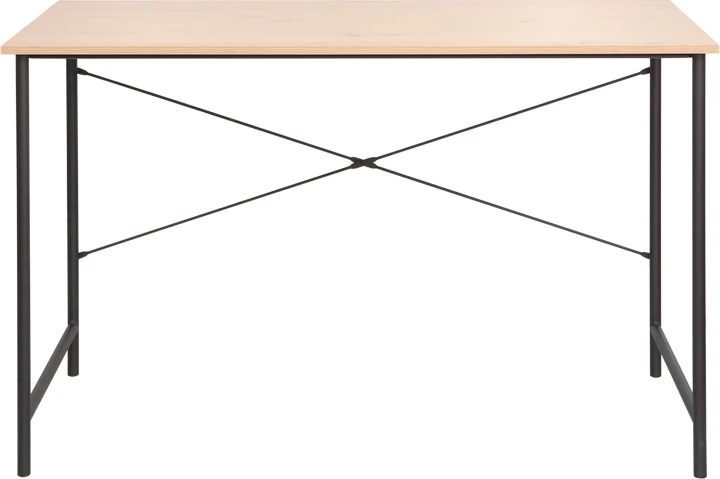 Tavolinë pune Senzia, ngjyrë natyrale, metal i zi, 120x60x75cm