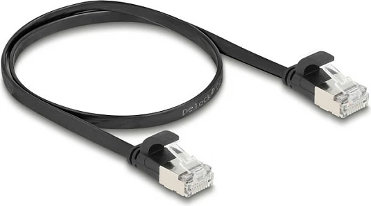 Kabllo rrjeti DeLOCK RJ45 Cat6a, e sheshtë U/FTP, 0.5 m, e zezë