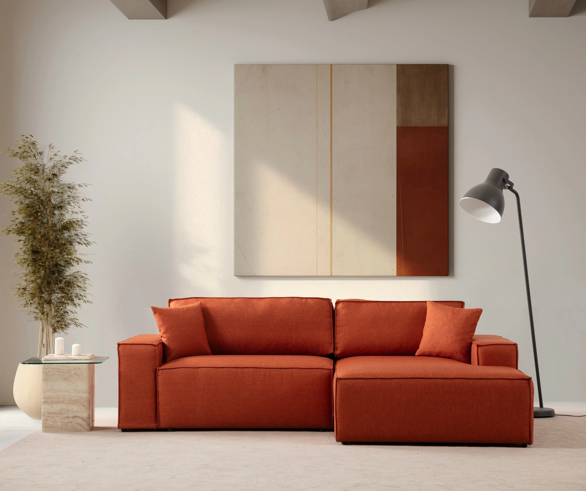Kënd-sofë krevati Atelier del Sofa, kënd i djathtë, portokalli