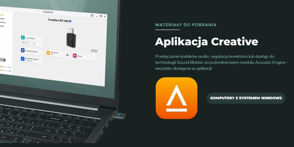 Transmetues audio Bluetooth Creative BT-W6 Bluetooth 5.4 USB-C, i zi