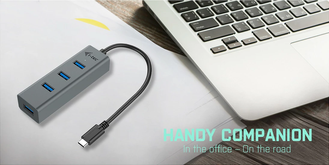 USB-C HUB I-Tec Metal 4 porta, USB 3.2 Gen 1, 5000 Mbit/s, gri
