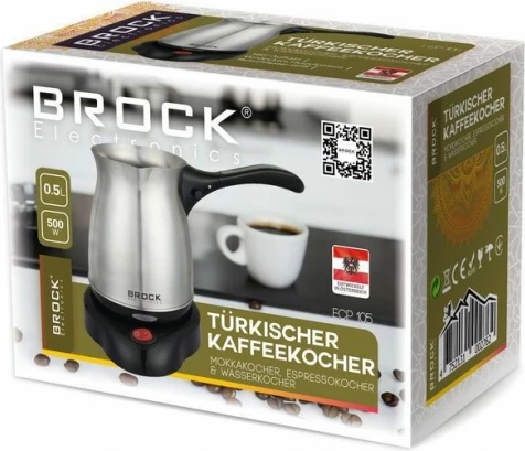 Aparat kafe turke Brock ECP 105, 500 ml, 500 W, inox/zi