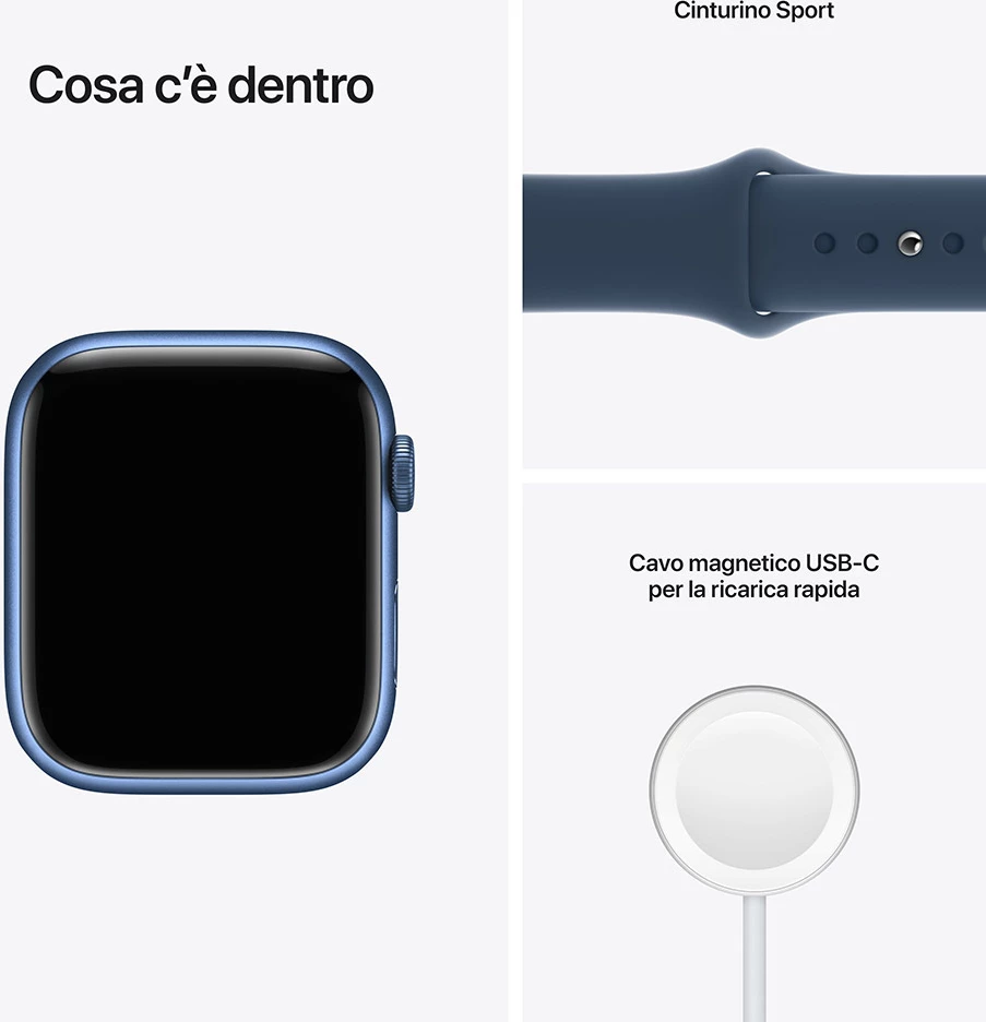 Smartwatch Apple Watch Series 7 45mm alumini blu, rrip sport Abyss Blue
