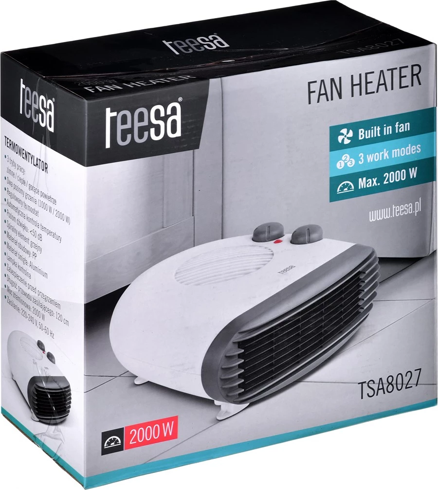 Ngrohës elektrik me ventilator Teesa TSA8027, 2000 W, Bardhë
