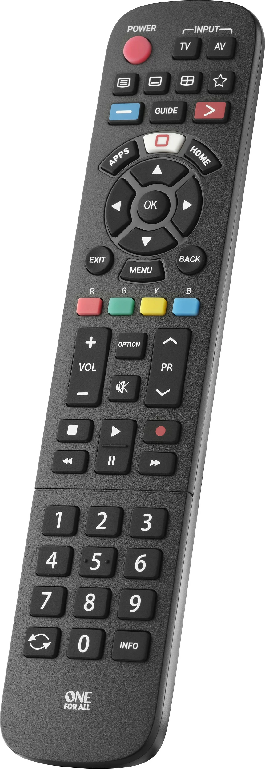Telekomandë One For All për TV Panasonic, IR, AAA x2, e zezë