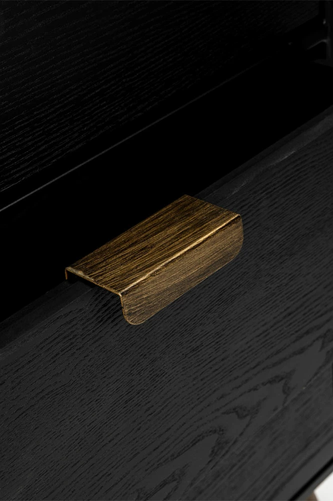 Komodë Colombo, e zezë me detaje të arta, 118x39x77