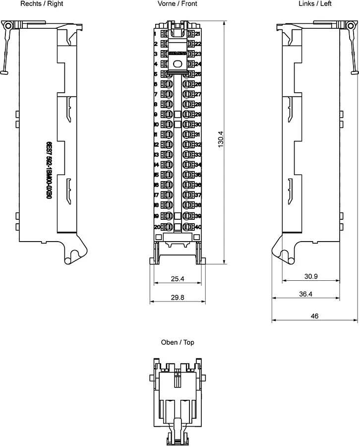 Konektor ballor Siemens SIMATIC S7-1500 6ES75921BM000XB0, Push-In, 40-pin, gri/turkez