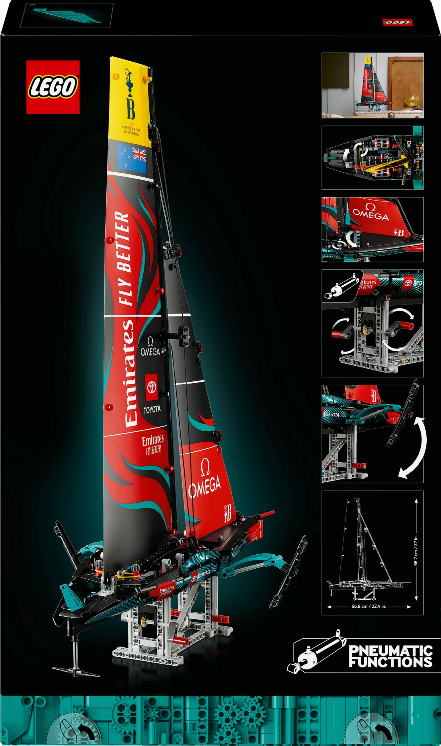 Set ndërtimi LEGO Technic Emirates Team New Zealand AC75, 962 pjesë, multingjyrësh